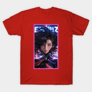 Anime Race Girl | Special Anime Artwork | Pink Red Black Blue Chibi Manga Anime Art T-Shirt